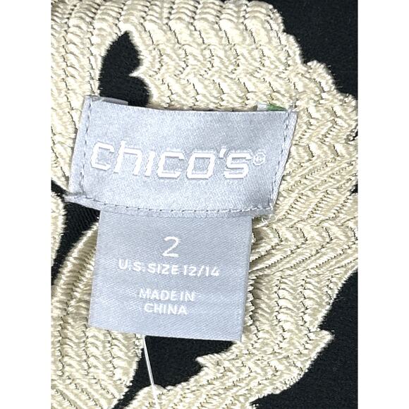 Chico’s Women’s Large Black Floral Jacquard Open Front Lined Topper Jacket NEW - Picture 6 of 7